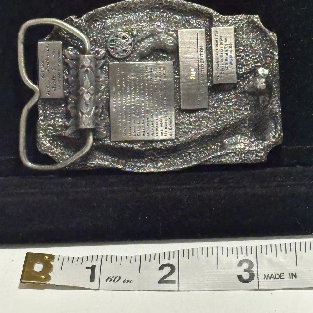 Vintage 1982 Wichita KS Commemorative Cattle Train Belt Buckle Siskiyou 80